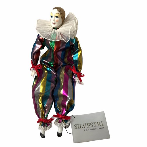 Porcelain Doll Multicolor Metallic Vertical Stripe